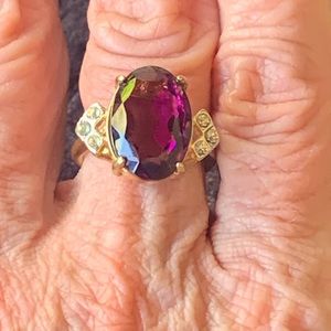 Faux amethyst and rhinestone ring